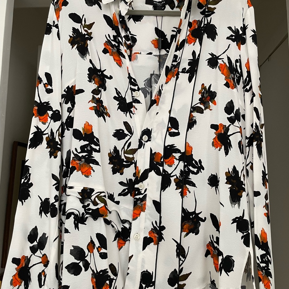 Derek Lam-floating floral long sleeve ruffled blouse- NWT